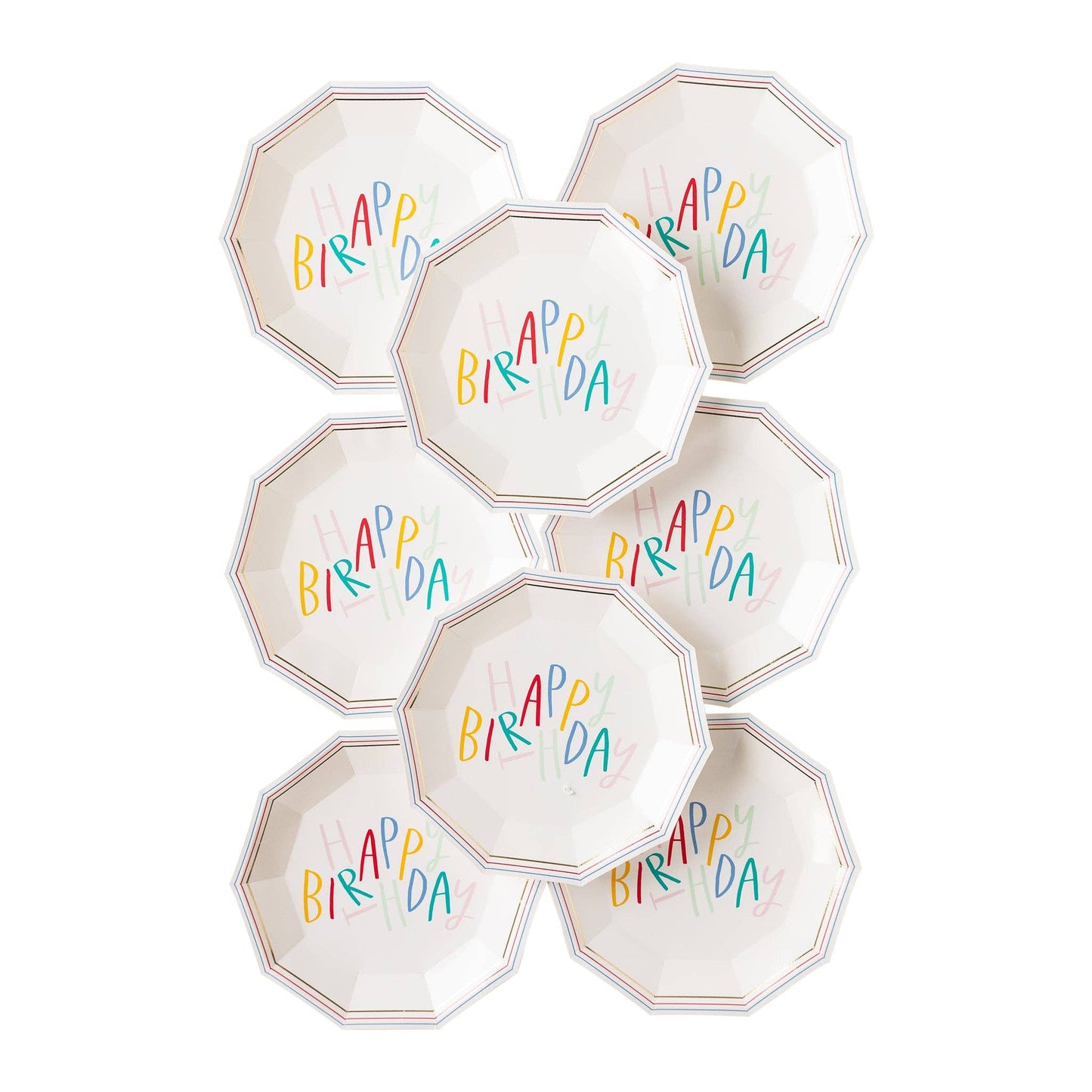 Happy Birthday Hexagon Paper Plates - 9"