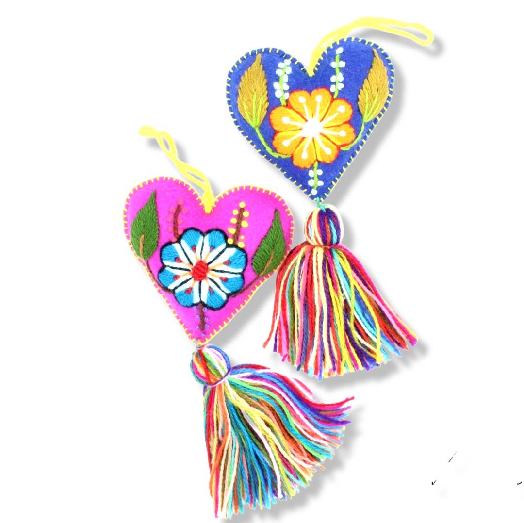 Felt Embroidered Heart Ornament