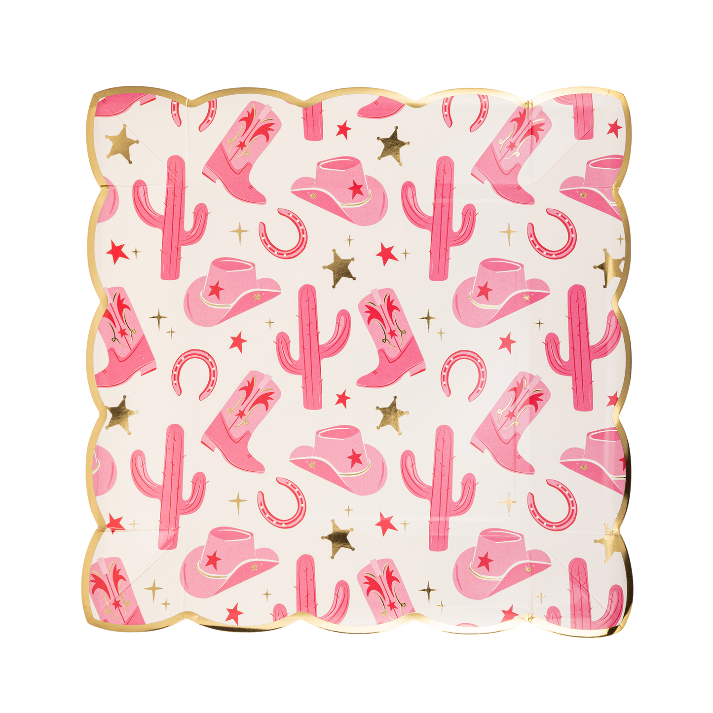 Pink Cowgirl Icons Paper Plates