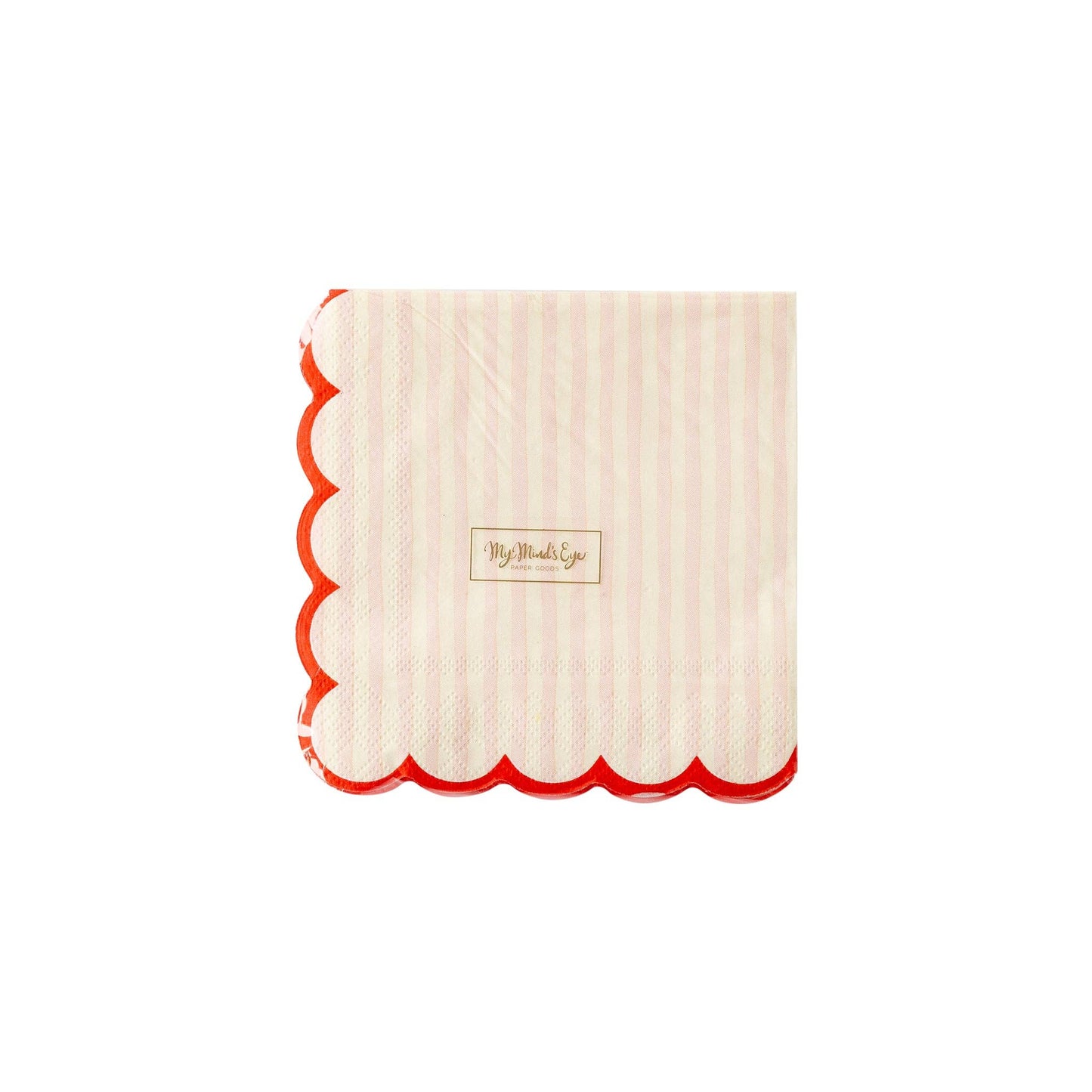 Pink Stripe & Red Scallop Cocktail Napkins