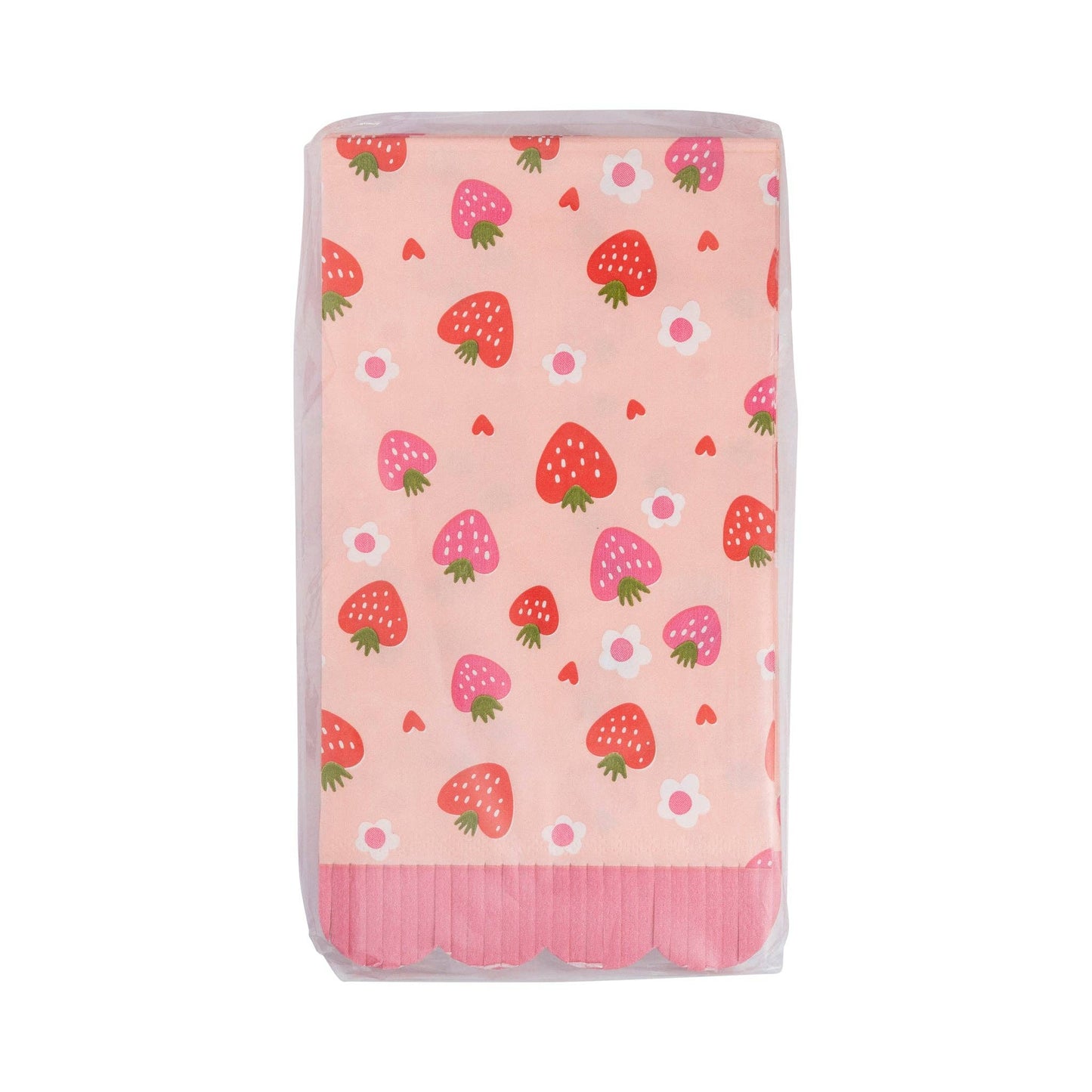 Strawberry Fringe Scallop Guest Napkins