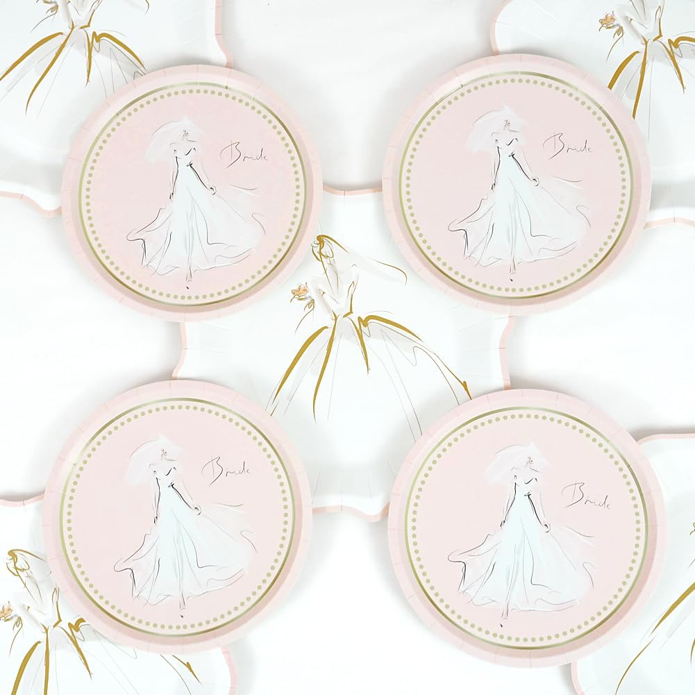 Bridal Paper Plates - Pink 7" / set of 10