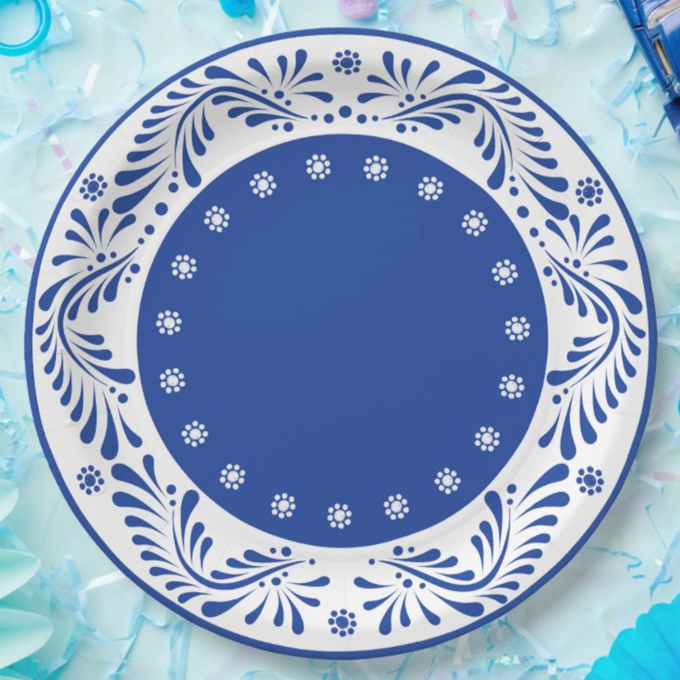 Talavera Paper Plates - Blue 9" (set of 8)