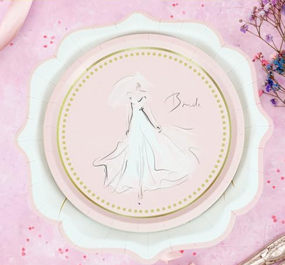 Bridal Paper Plates - Pink 7" / set of 10