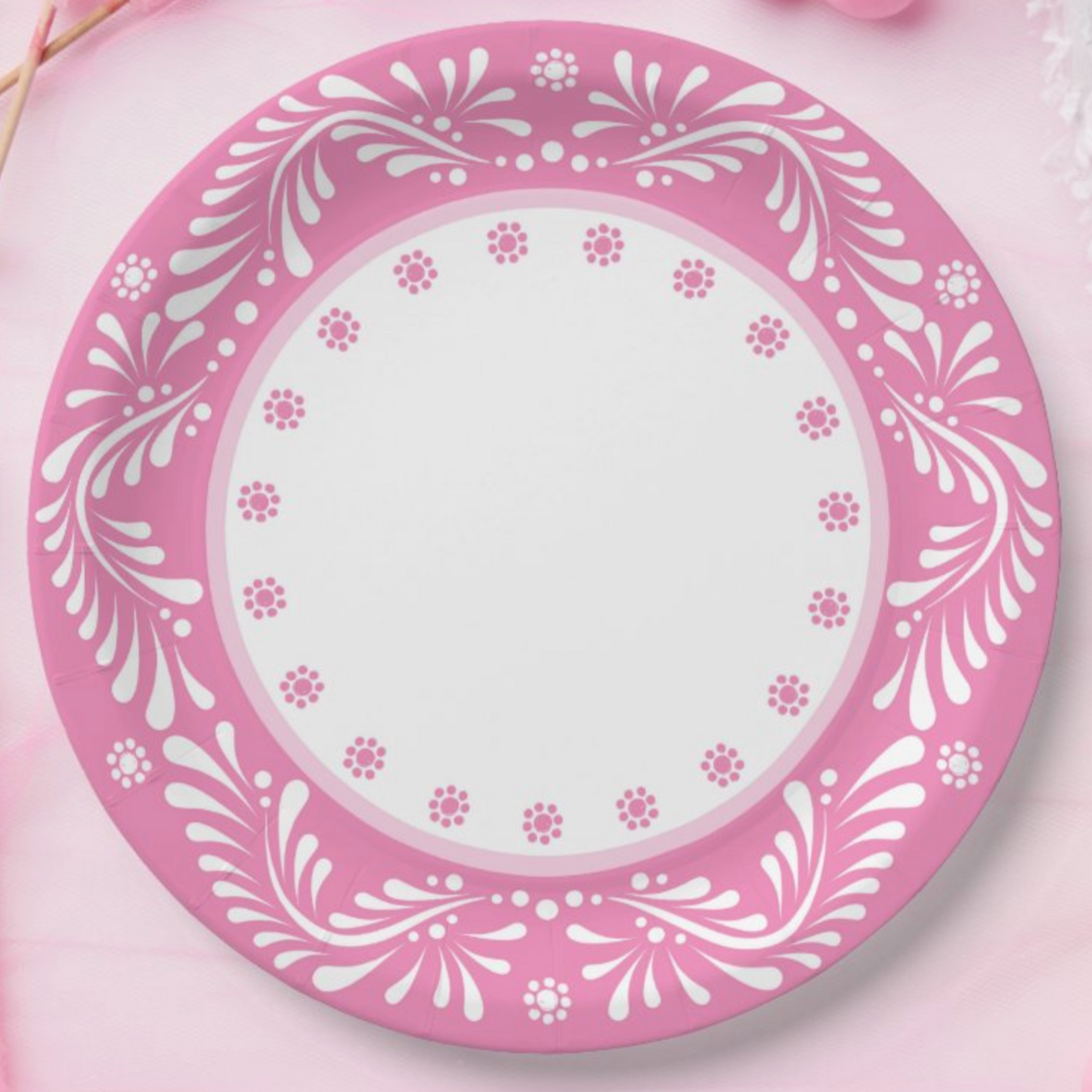Talavera Paper Plates - Pink 9" (set of 8)