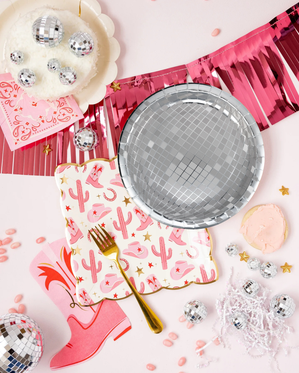 Silver Disco Paper Plates - 9"