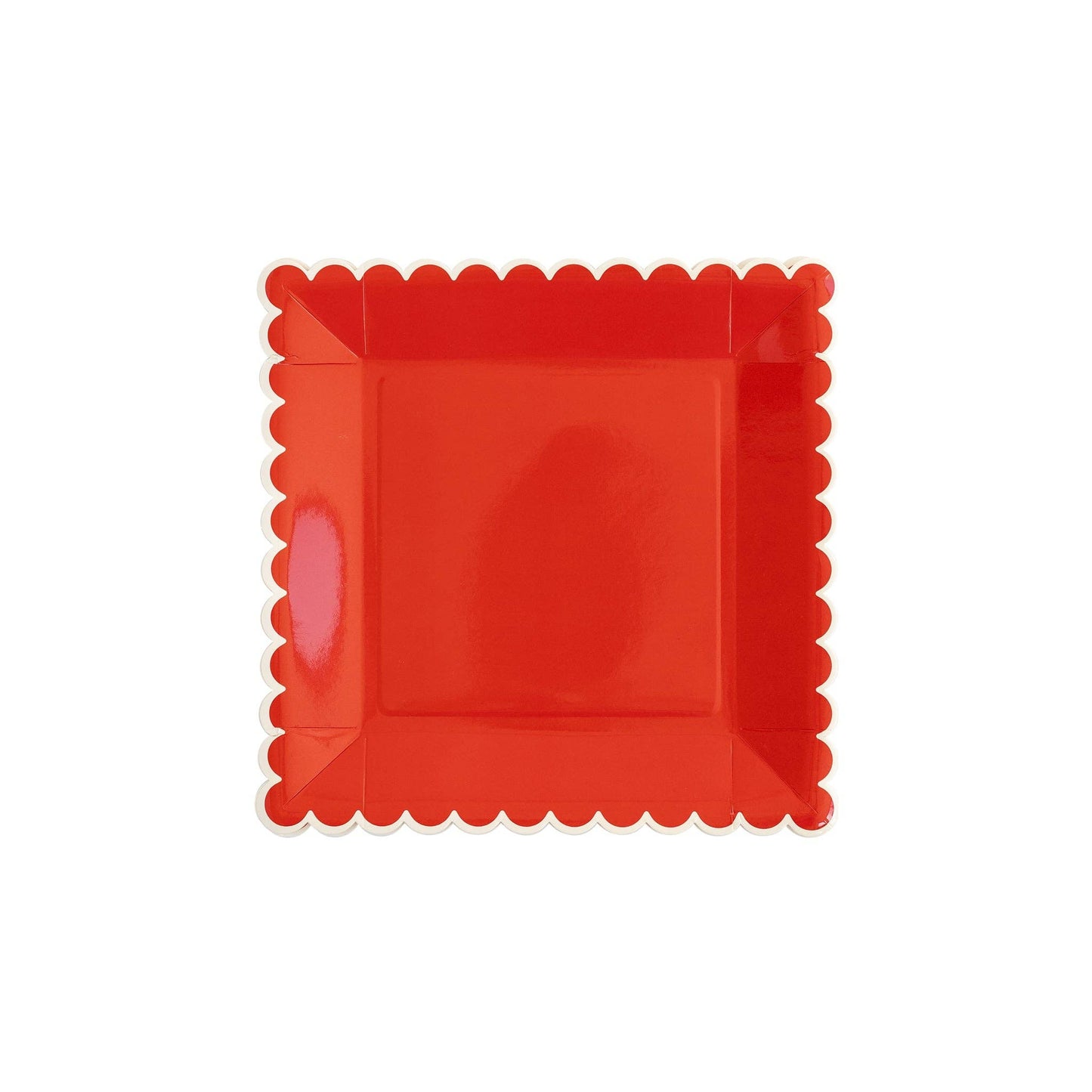 Red Scallop Paper Plates - 9"