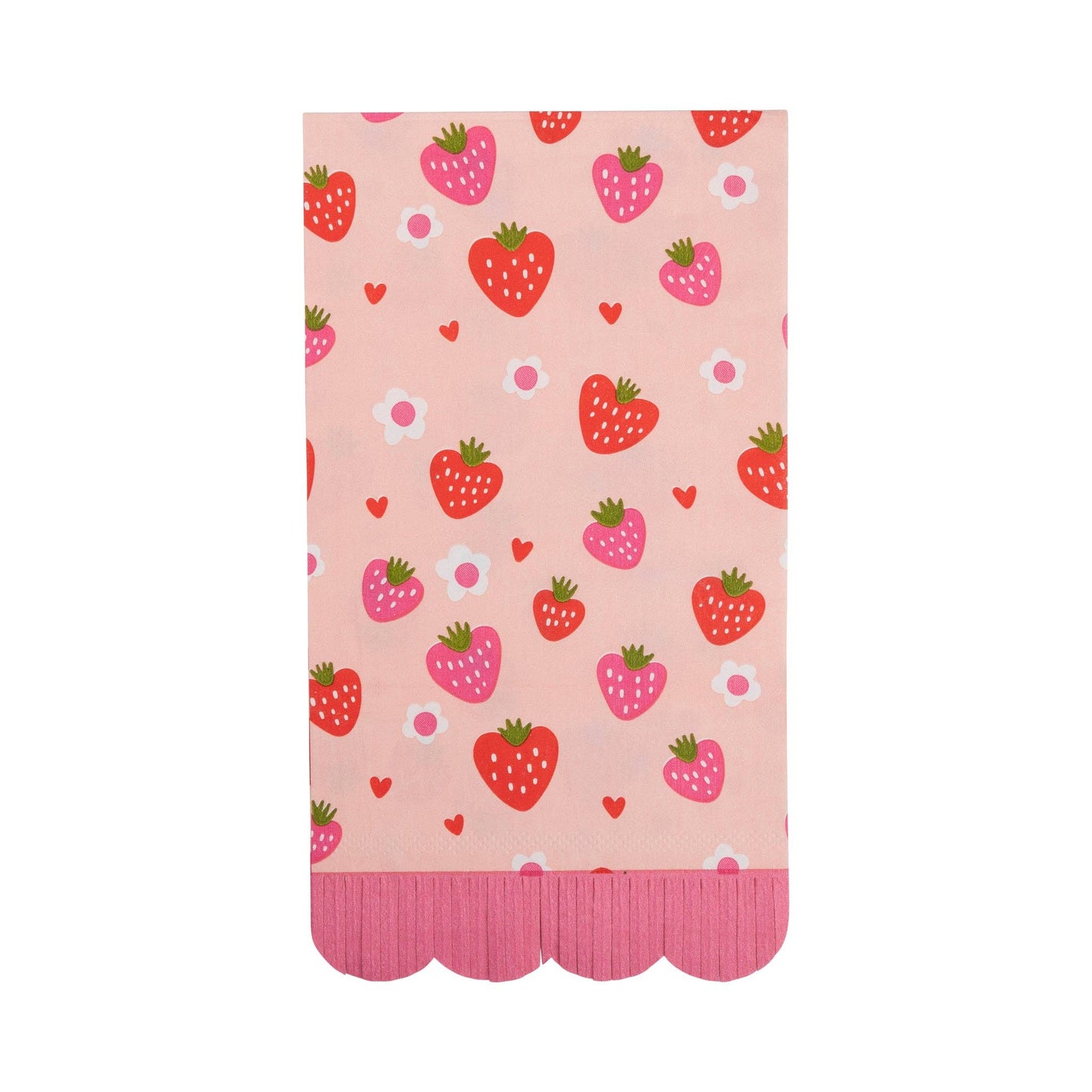 Strawberry Fringe Scallop Guest Napkins