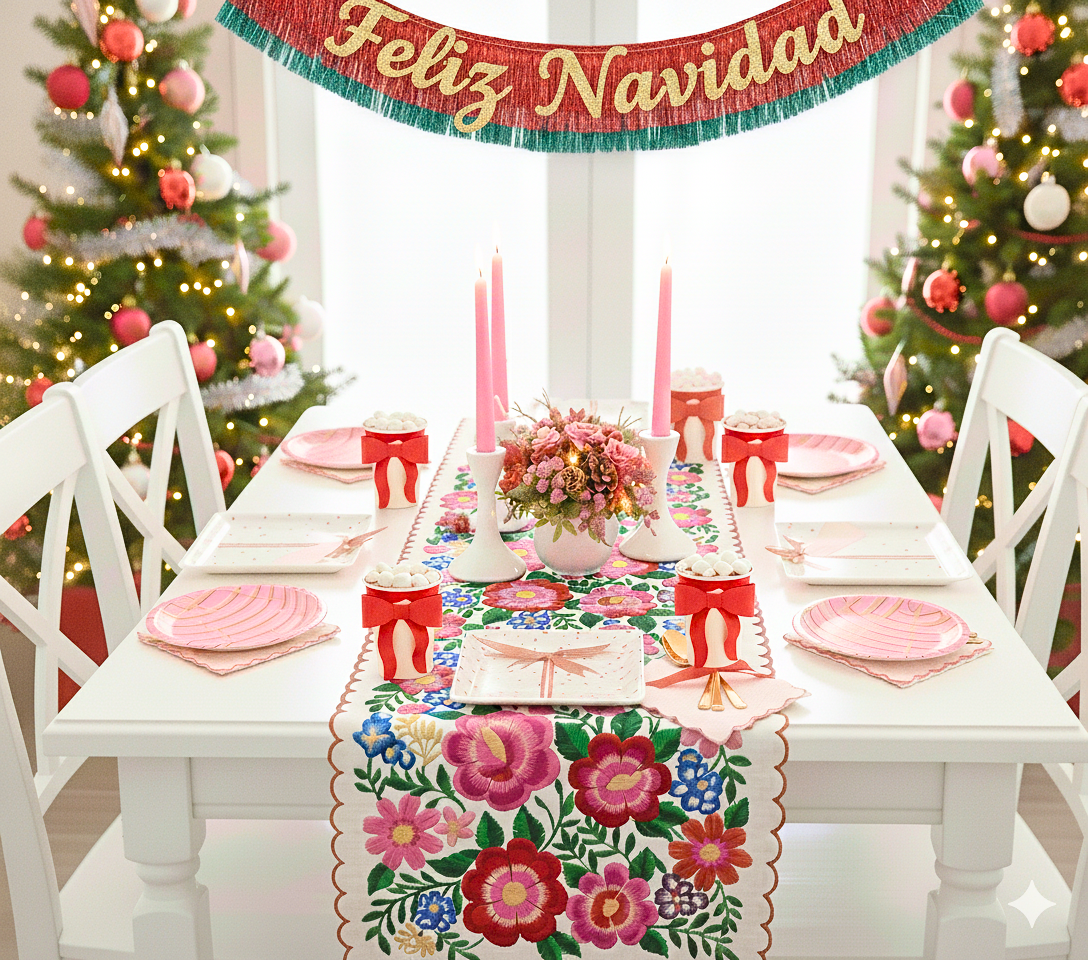 Pink Stripe & Red Scallop Cocktail Napkins