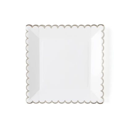 White Scalloped Disposable Plates - 9"