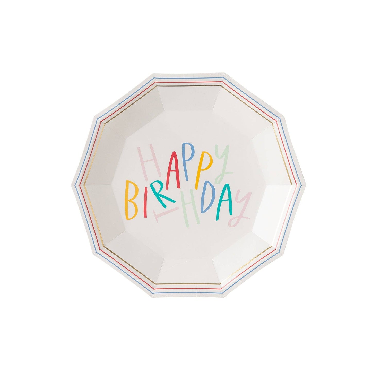 Happy Birthday Hexagon Paper Plate - 9"