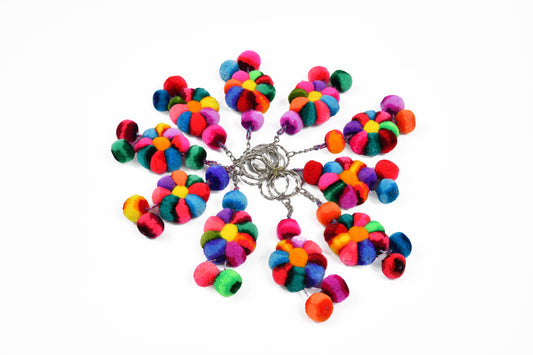 Flower Pom-Pom Keychain