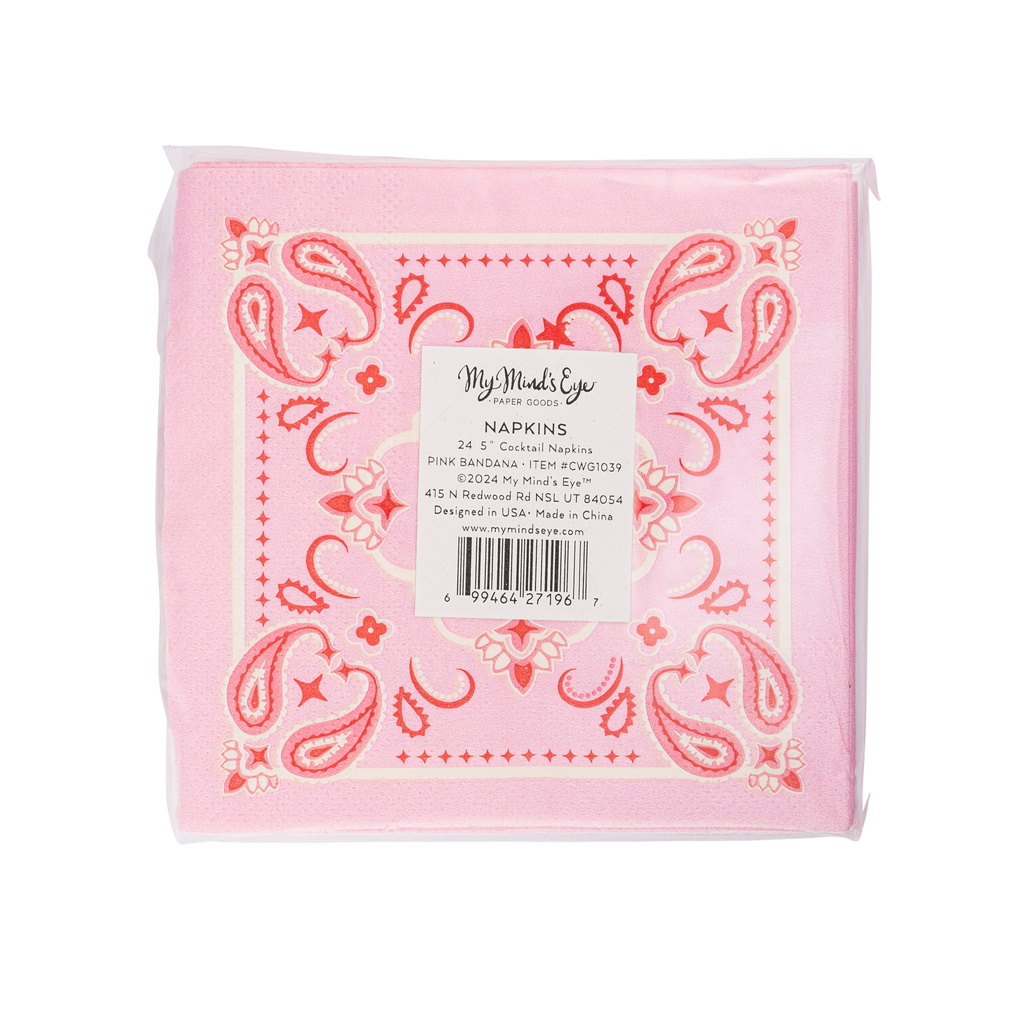 Pink Bandana Paper Cocktail Napkins