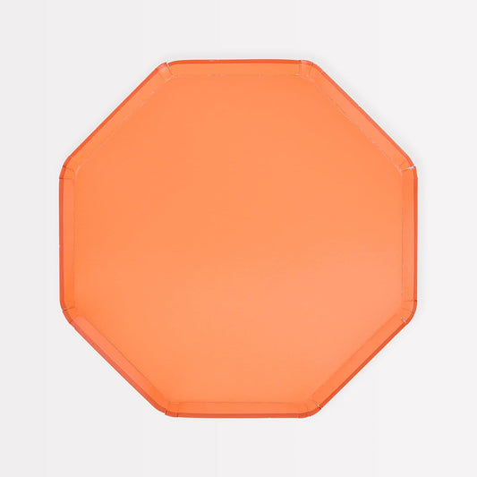 Orange Octagonal Paper Plates - 8.25"