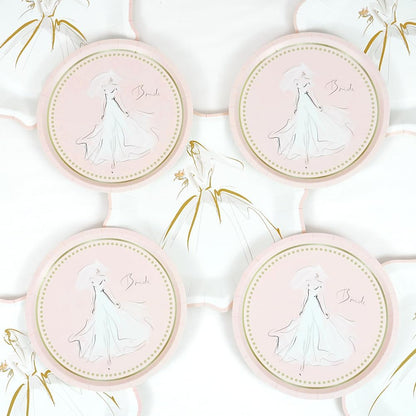 Bridal Paper Plates - Pink 7" / set of 10