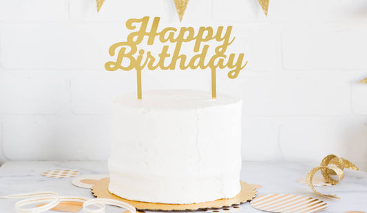 Gold Acrylic Happy Birthday Cake Topper