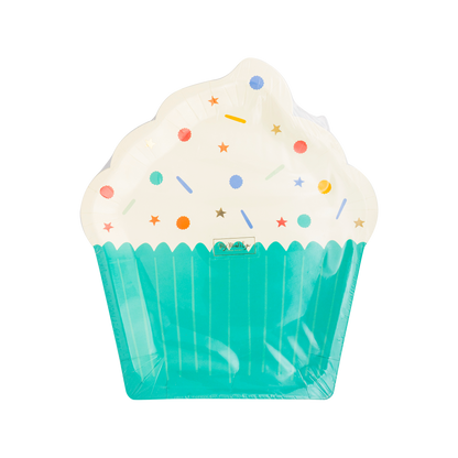 Turquoise Cupcake Shaped Paper Plates