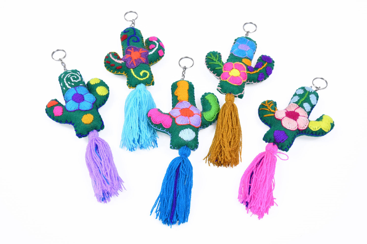 Felt Cactus Embroidered Keychain- Lima, Peru