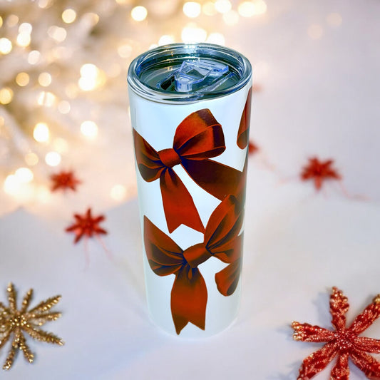 Steel Tumbler - Red Bows