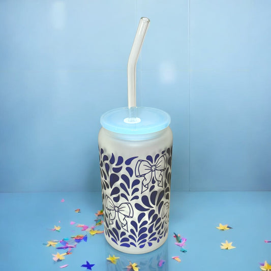 Frosted Tumbler - Blue Bow Talavera