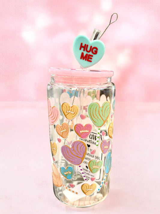 Glass Tumbler 16oz - Candy Heart Conchas