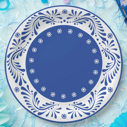 Talavera Paper Plate - Blue 9"