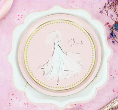 Bridal Paper Plates - Pink 7" / set of 10