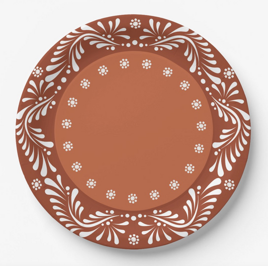 Talavera Paper Plate - Terracotta 9"