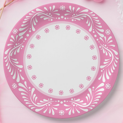 Talavera Paper Plate - Pink 9"