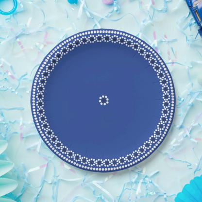 Capula Flower Paper Plate - Blue 7"