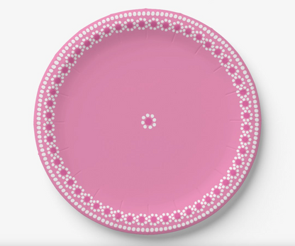 Capula Flower Paper Plate - Pink 7"