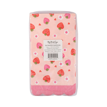 Strawberry Fringe Scallop Guest Napkins