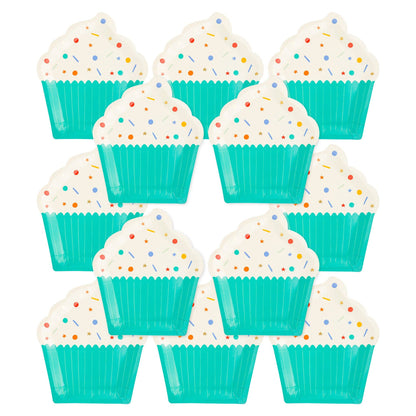Turquoise Cupcake Shaped Paper Plates