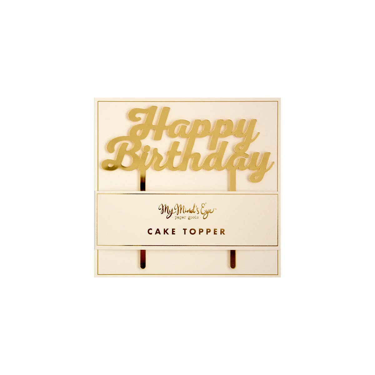 Gold Acrylic Happy Birthday Cake Topper