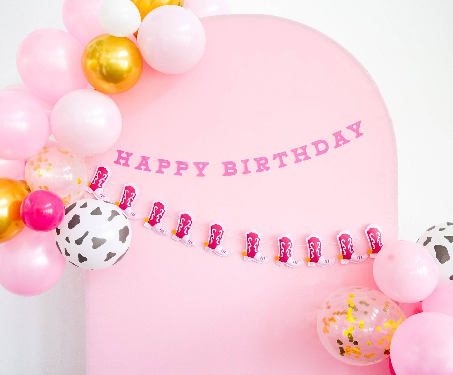 Pink Cowgirl Happy Birthday Puffy Felt Banner