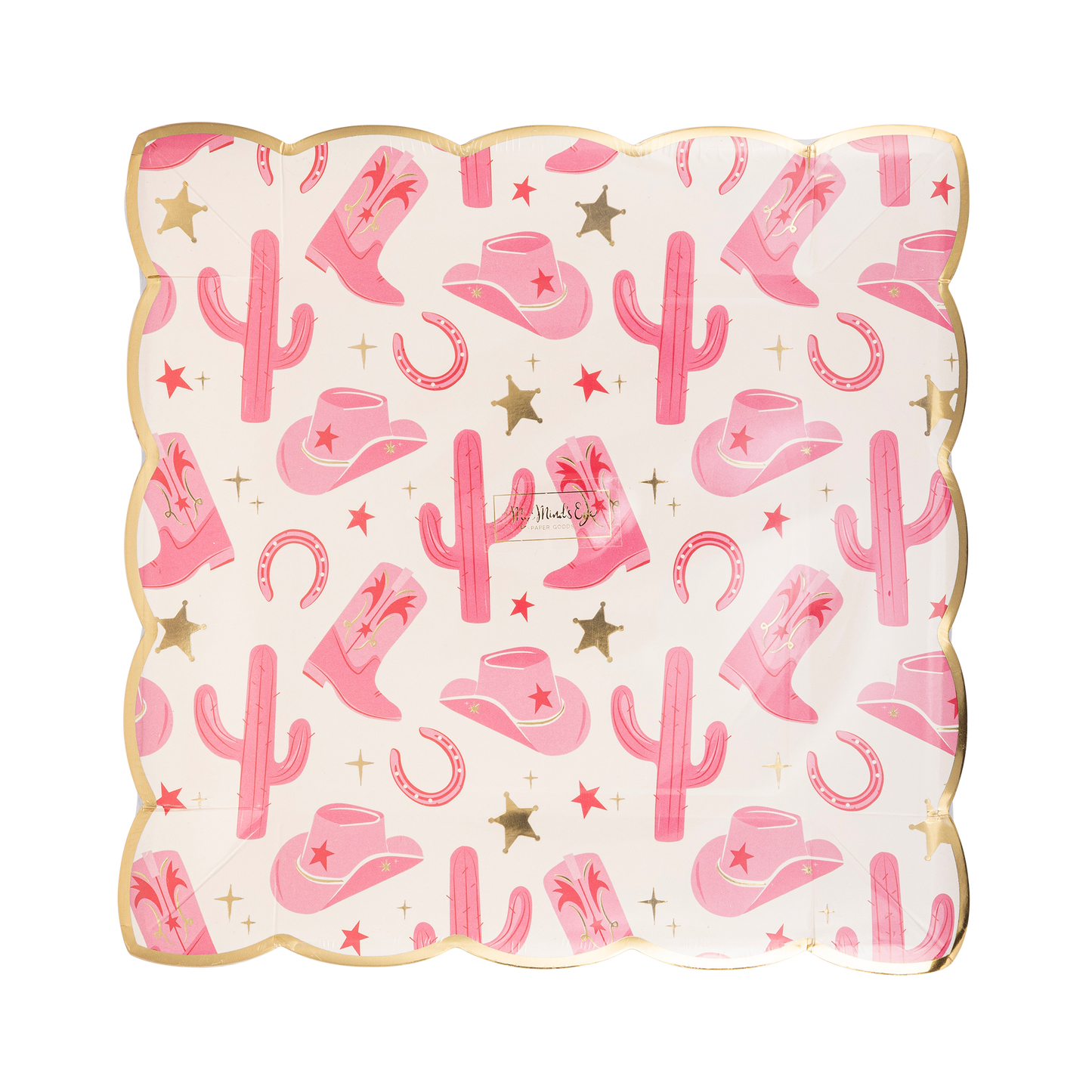 Pink Cowgirl Icons Paper Plate