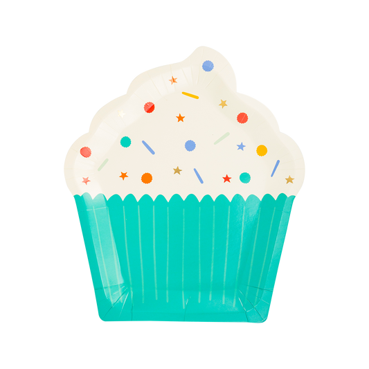 Turquoise Cupcake Shaped Paper Plates